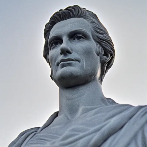 Image similar to photo of a marble statue of tommy vercetti, film grain