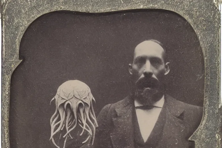 Image similar to 1 8 9 0 s photograph ambrotype of a discovery of a cthulhu relic