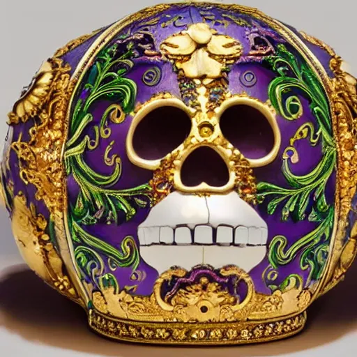 Prompt: an ornate faberge skull