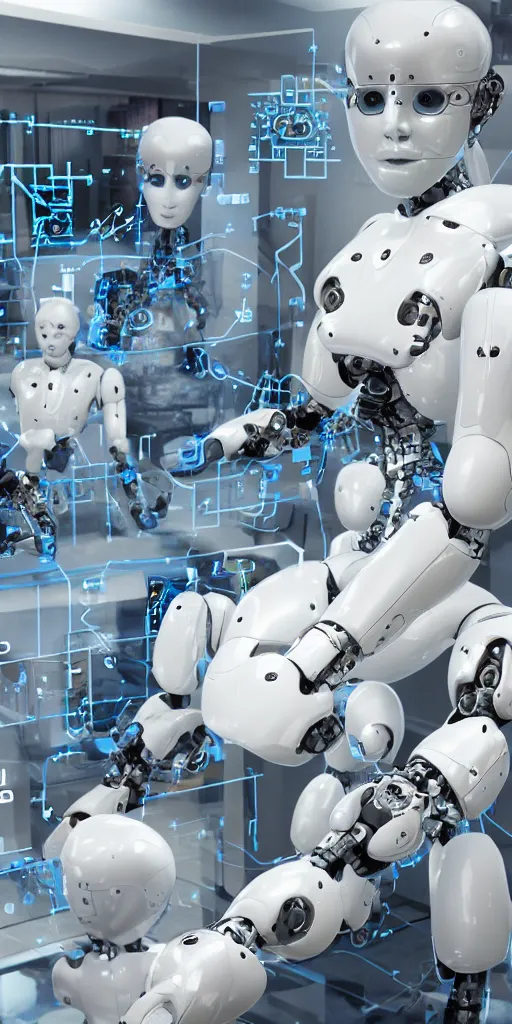 Image similar to future high - tech, artificial intelligence and robot work scenarios.