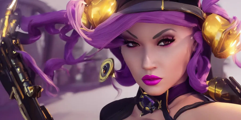 Image similar to still of pretty KDA More Miss Fortune (wild rift) close up in KDA More music video. 3d render, octane render, game art, realistic, highly detailed, trending on artstation, 4k, trending on artstation, pixar, cgsociety, unreal engine 5, redshift render, trending on artstation, blender, behance, cg