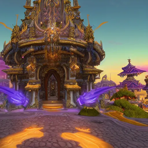 Prompt: world of warcraft, dalaran, ray tracing reflection, 8k, hyper realistic, insainly detailed, hdr, octan render