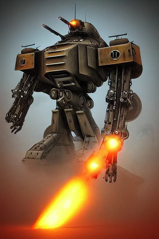 Image similar to “ mecha ww 1 in war thunder game. front on, symmetrical. industrial design. good design award, innovative product concepts, most respected design, amazing depth, glowing, 3 d octane cycle unreal engine 5, volumetric lighting, cinematic lighting, cgstation artstation concept art ”