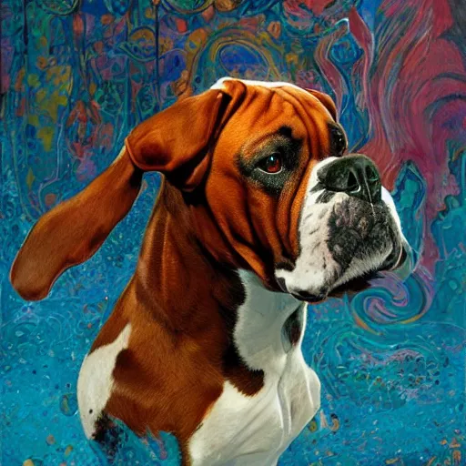 Prompt: a Boxer dog, by Mark Brooks, Donato Giancola, Victor Nizovtsev, Scarlett Hooft Graafland, Chris Moore