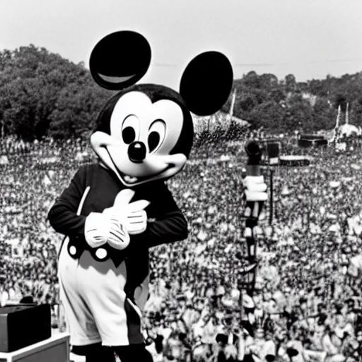 Image similar to mickey mouse performing at woodstock