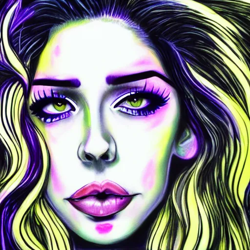 Image similar to marina diamandis by harumi hironaka, by vanessa lemen, trending on artstation