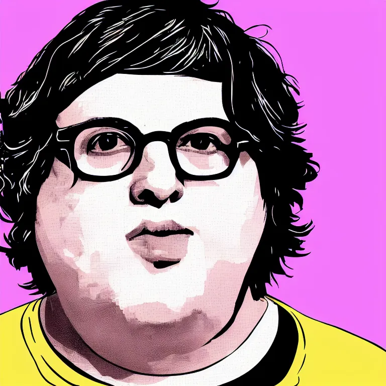 Image similar to andy milonakis & clark duke hybrid, vector, svg sticker art