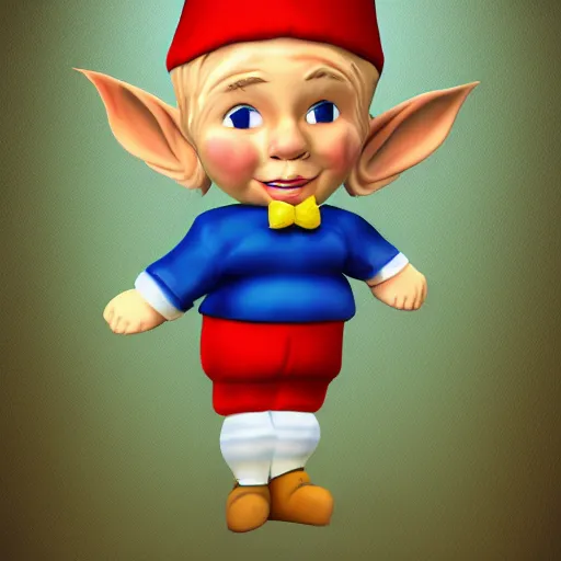 Prompt: athletic gnome with blonde hair and short bow, digital art