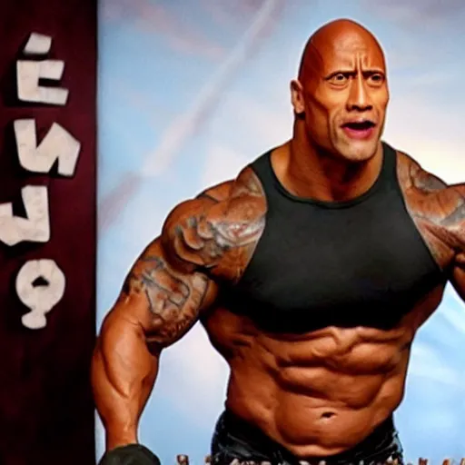 Prompt: dwayne johnson as painis cupcake