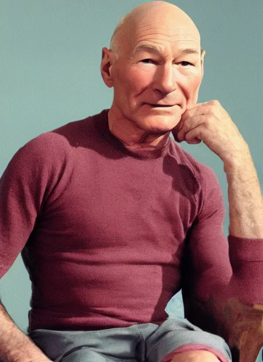 Prompt: patrick stewart covered in beef stew