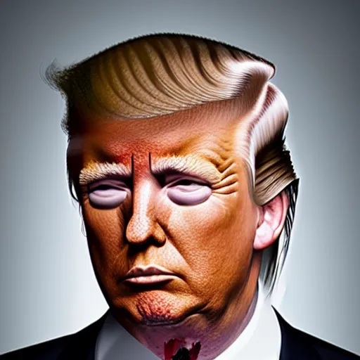 Prompt: press photo of donald trump, with a trendy hip hairstyle shaved sideburns fauxhawk, soft studio lighting - w 7 0 4