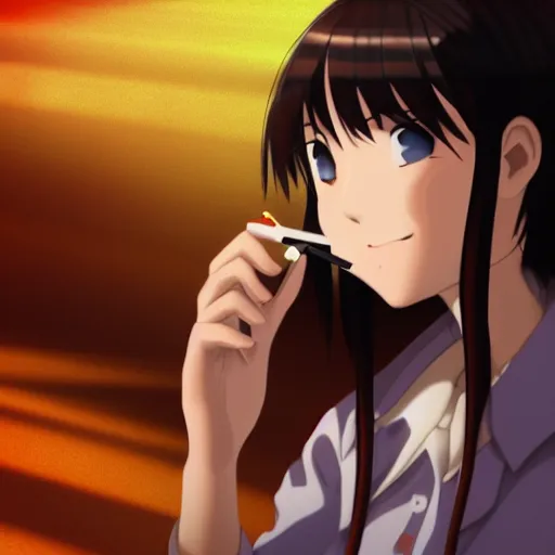 Image similar to iwakura lain holograph holding a cigarette deviantart 8 k hd