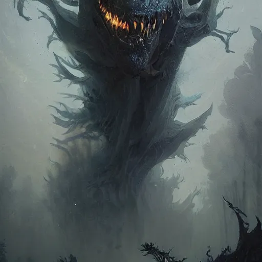 Image similar to a terrifying new monster from folklore, ethereal fantasy art by greg rutkowski