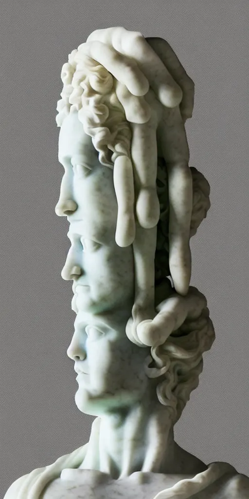 Prompt: marble statue of the god of psychedelics, faceless figure