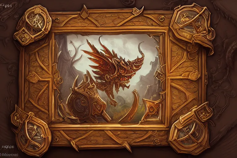 Image similar to book decorative border frame, d & d, fantasy, intricate, elegant, highly detailed, digital painting, artstation, illustration, hearthstone