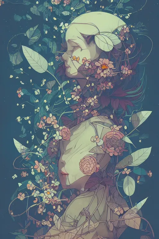 Image similar to night sky full of flowers, cyberpunk art, floating detailes, leaves by miyazaki, colorful palette illustration, kenneth blom, mental alchemy, james jean, pablo amaringo, naudline pierre, contemporary art, hyper detailed