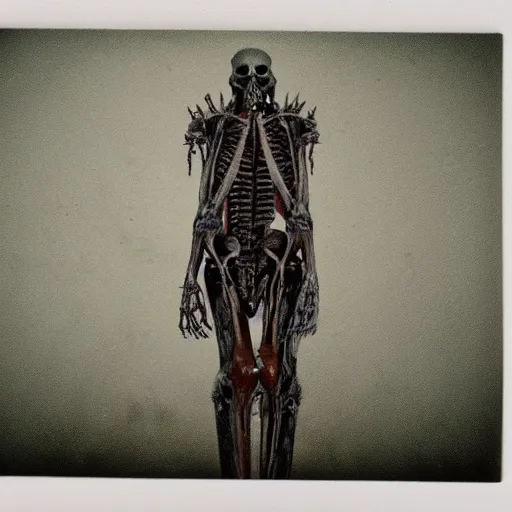 Image similar to polaroid of fantasy undead lich anatomical by Tarkovsky