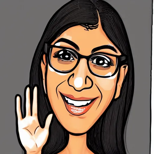 Image similar to a cartoon caricature of mia khalifa, ambient lighting, highly detailed