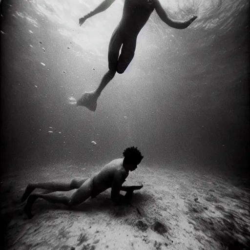 Image similar to Underwater photo of a football player by Trent Parke, clean, detailed, Magnum photos