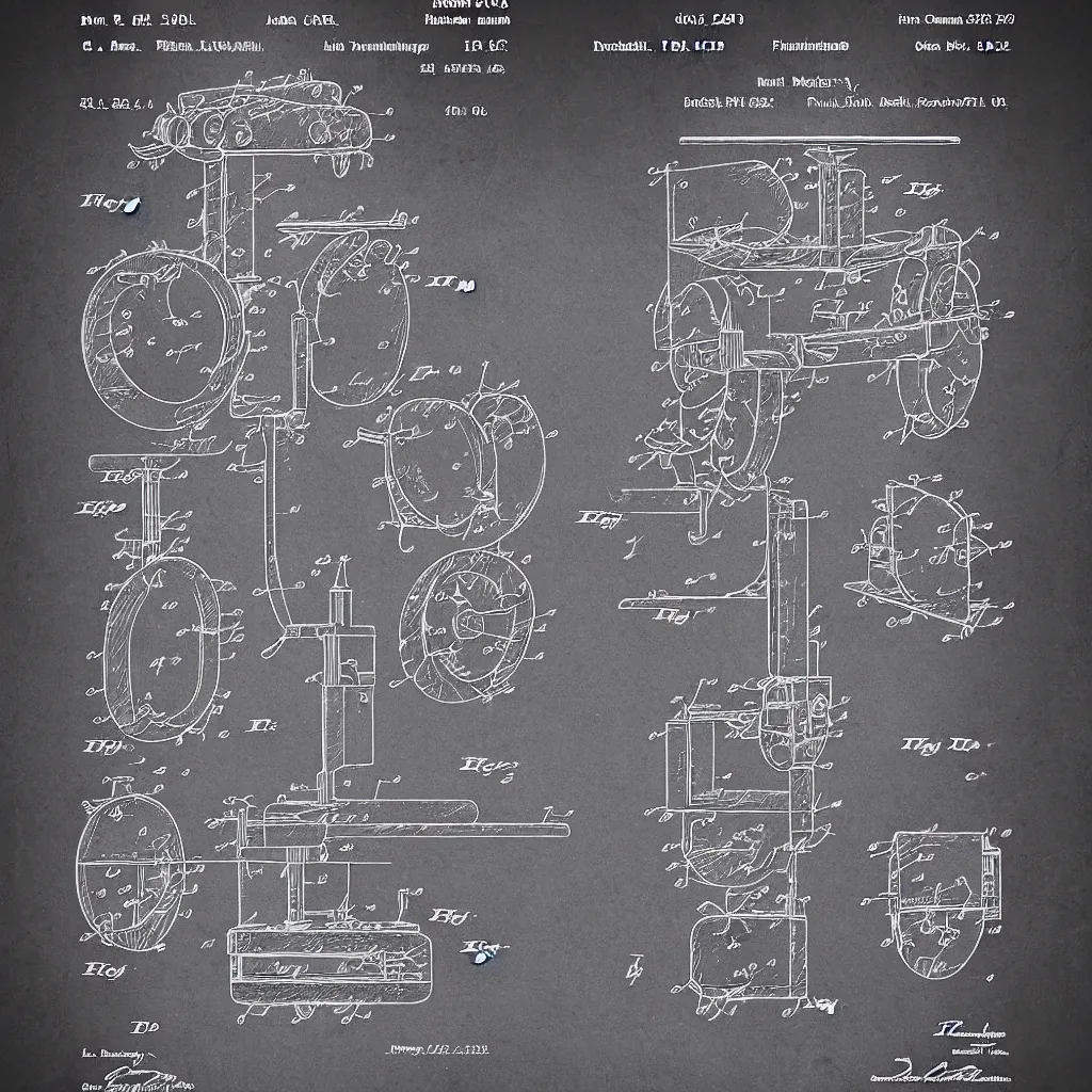 Prompt: detailed patent poster for a functional time machine.