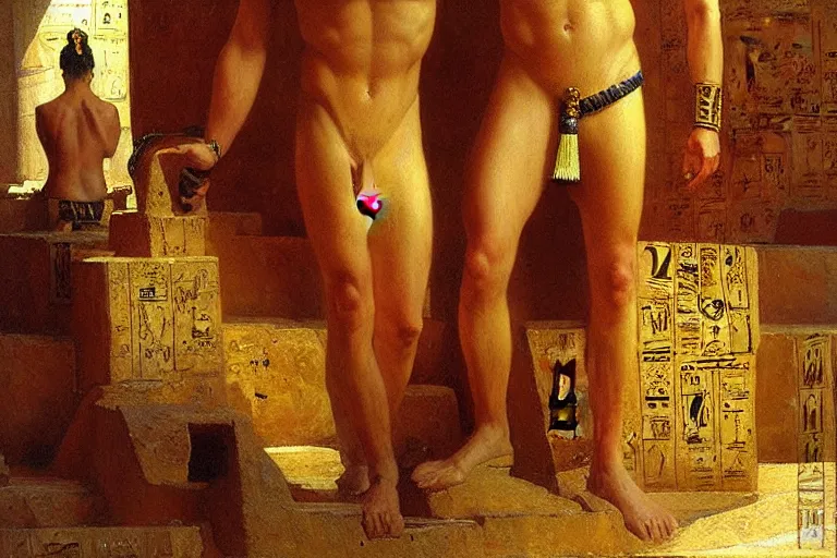 Prompt: ancient egypt, painting by gaston bussiere, craig mullins, j. c. leyendecker, tom of finland