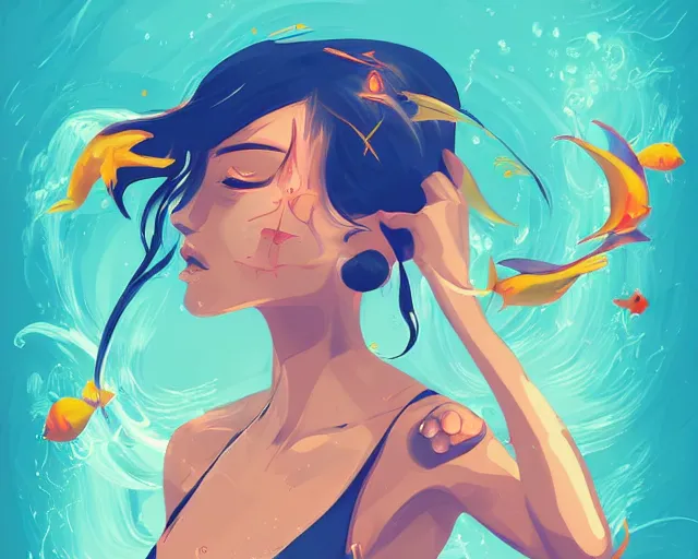 Image similar to the joy of life in the sea, a simple vector based illustration, by ross tran, artgerm