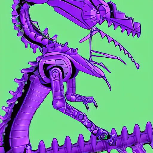 Prompt: purple robototechnic dragon with ai for smart girls, digital art