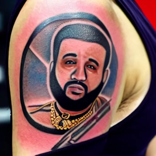 Image similar to a tattoo of a dj khaled