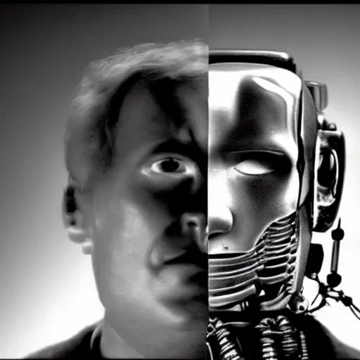 Prompt: movie still of a man and a robot in a moment of jealousy, movie by david lynch