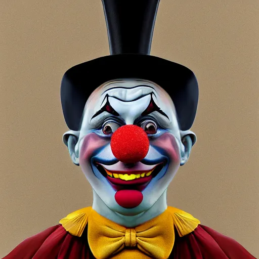 Image similar to portrait of a surprised clown, concept art, digital art, highly detailed