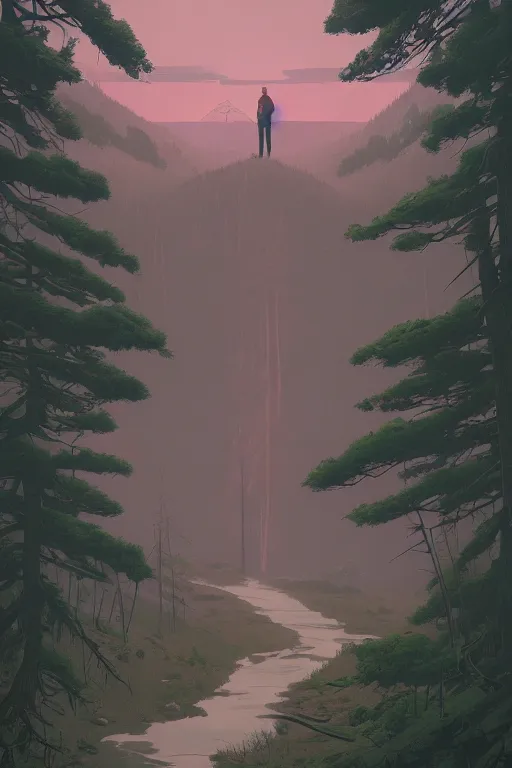 Prompt: Twin Peaks artwork by Tomer Hanuka, by Makoto Shinkai and thomas kinkade, Patryk Hardziej, Matte painting, trending on artstation and unreal engine