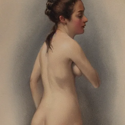 Image similar to a painting of a female model in victorian times, fully body shot