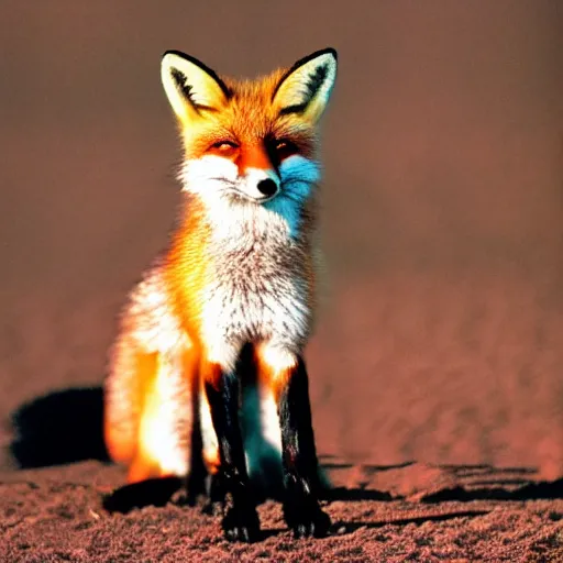 Image similar to 35mm photo of a fox with a top hap