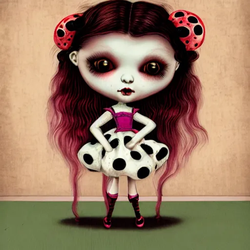 Prompt: spider headed girl in the style of Mark Ryden