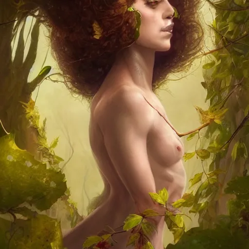 Prompt: sam riegel as a dryad, his skin are yellow leaves portrait, highly detailed, headshot, digital painting, trending on artstation, concept art, sharp focus, illustration, art by artgerm and greg rutkowski and magali villeneuve