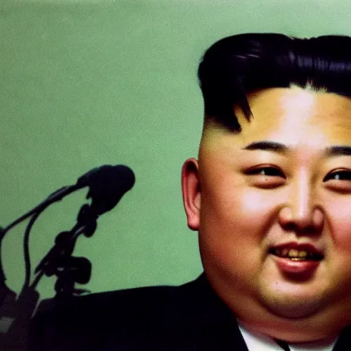 Image similar to kim jong - un in a korean boy band, polaroid picture