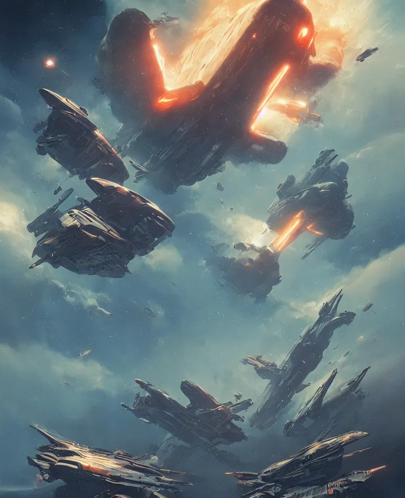 Prompt: retro futuristic sci - fi poster by moebius and greg rutkowski, epic spaceship battle, nebulae, planet mars