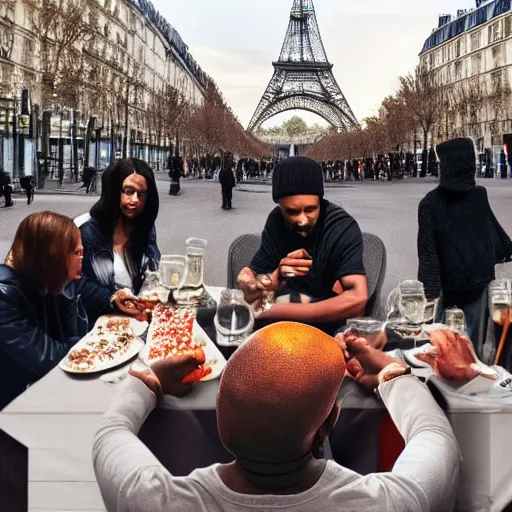 Prompt: people in paris eating kanye west, realistic, 4 k, hdr.