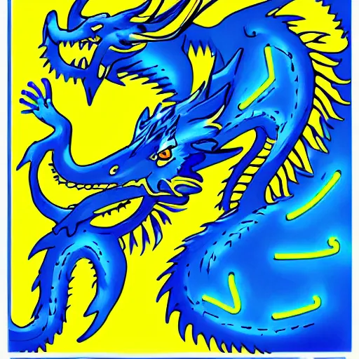 Image similar to illustration neon blue and yellow super cool dragon