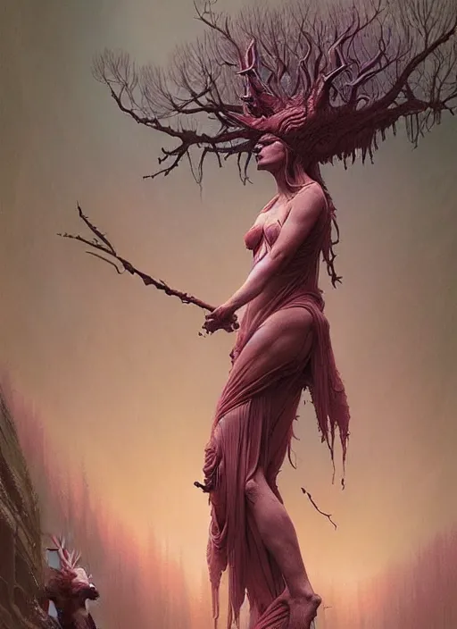 Image similar to Goddess of the forest, trending on Artstation, Greg Rutkowski, Wayne Barlowe