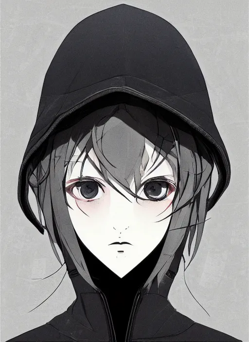 Image similar to techwear occultist, by kyoto animation, chaos magick, leviathan cross, androgynous, beautiful, detailed symmetrical close up portrait, intricate complexity, in the style of artgerm and ilya kuvshinov, cel shaded