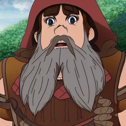 Image similar to gimli the dwarf in an anime world, incredibly detailed, ultra realistic