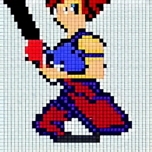 Image similar to pixel art of girl with sword, nintendo