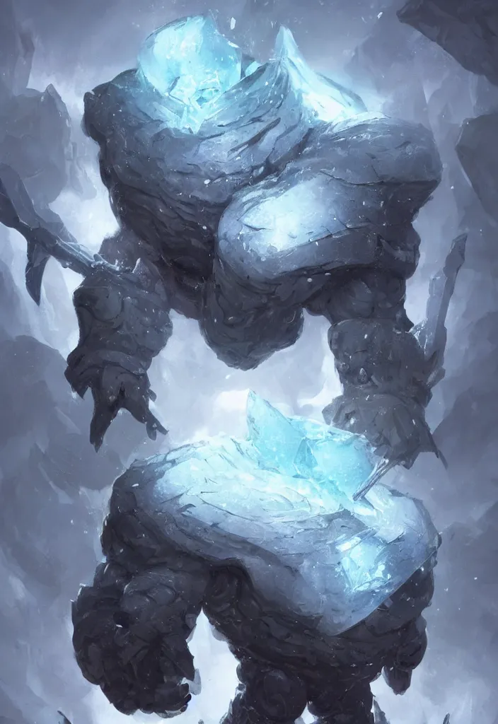 Prompt: a muscular ice giant made of ice and crystal from dungeon and dragons character, armor made of ice, concept art in style of Greg Rutkowski, ultracrisp, high contrast lighting, John Singer Sargant, painted by Frazetta, trending on artstation!!