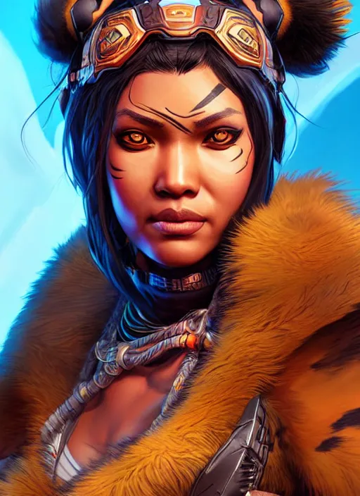 Image similar to The Tiger Queen as an Apex Legends character digital illustration portrait design by, Mark Brooks detailed, soft lighting