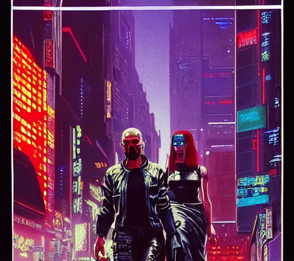 Image similar to a portrait of a cyberpunk epic Friday night firefight, Night City, cyberpunk 2077, very very coherent painting, 1979 OMNI Magazine Cover, street level neo-Tokyo in Cyberpunk 2045 style by Vincent Di Fate by mark arian by artgerm in the style of ((Gustave Dore)), 4k, 8k, HD, trending on artstation