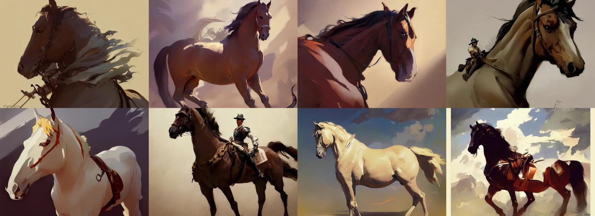 Image similar to portrait of horse greg manchess painting by sargent and leyendecker, studio ghibli, fantasy, medium shot, asymmetrical, intricate, elegant, matte painting, illustration, hearthstone, by greg rutkowski, by greg tocchini, by james gilleard, by joe fenton