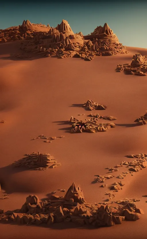 Image similar to a sandstone hill in a desert with a sand castle on it. intricate artwork by Tooth Wu and wlop and beeple. octane render, hyper realism, 8k