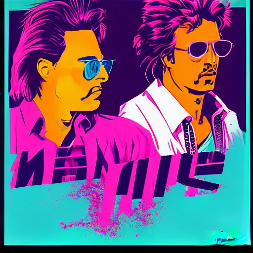 Image similar to miami vice artwork, 4 k digital art, 8 0's style