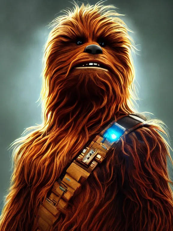 Prompt: portrait art of chewbacca 8 k ultra realistic, lens flare, atmosphere, glow, detailed, intricate, full of colour, cinematic lighting, trending on artstation, 4 k, hyperrealistic, focused, extreme details, unreal engine 5, cinematic, masterpiece
